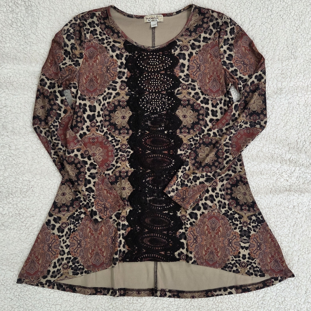 Live and Let Live Leopard and‎ Paisley Tunic Top